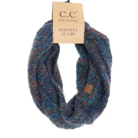 Soft Boucle Knit CC Infinity Scarf in Teal