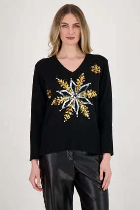 SPARKLE SNOWFLAKE CHRISTMAS SWEATER