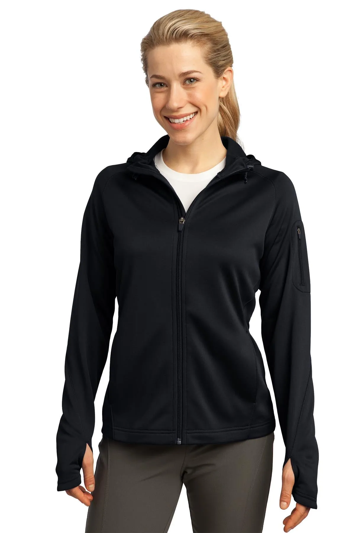 Sport-Tek® Ladies Tech Fleece Full-Zip Hooded Jacket. L248