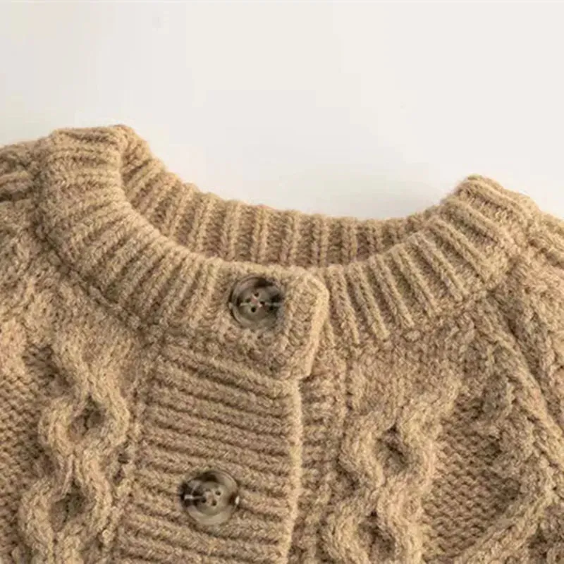 Spring Autumn baby sweater Kids girl solid color Knitted Twists Cardigan Boys soft loose knitwear Baby Clothes