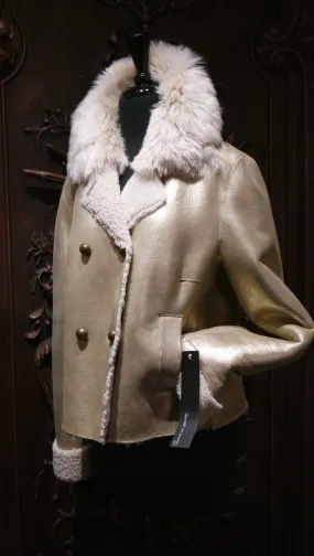 Sprung Freres Gold Nappa Leather/Shearling Jacket