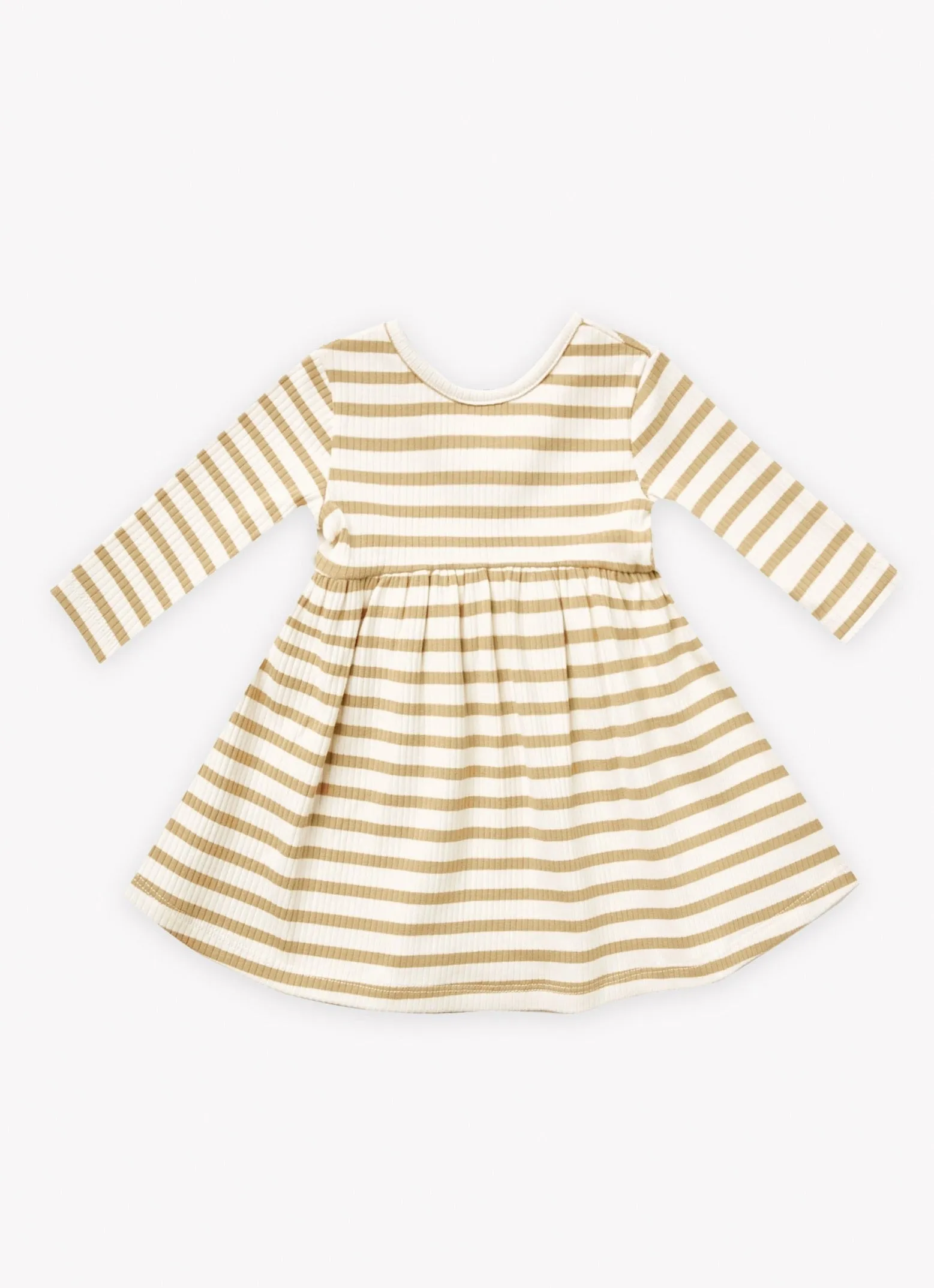 The Ribbed LS Dress by Quincy Mae - Honey Stripe - BABY