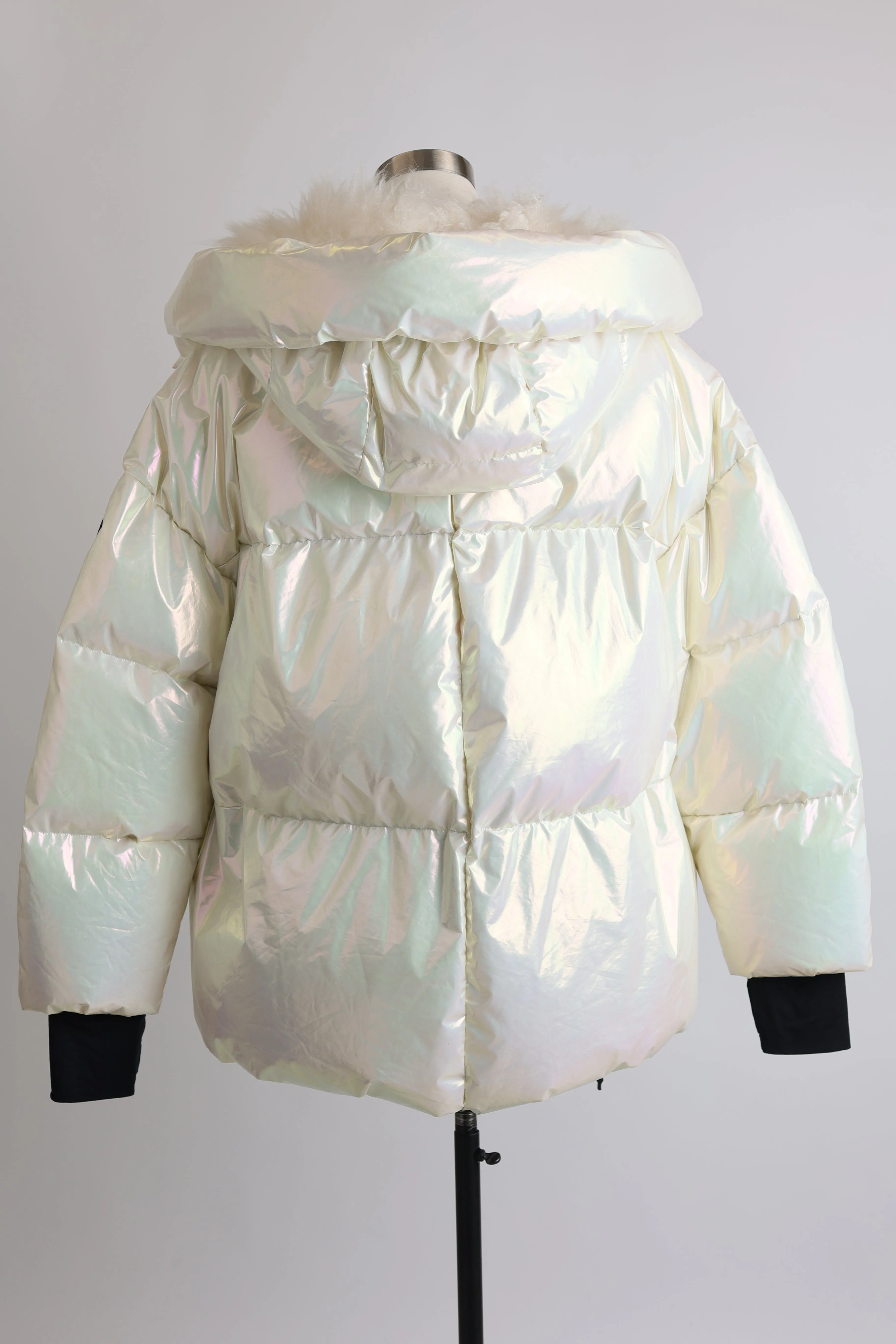 Tillier Iridescent Down Puffer Jacket W/ Fur Trim - Ski Ready