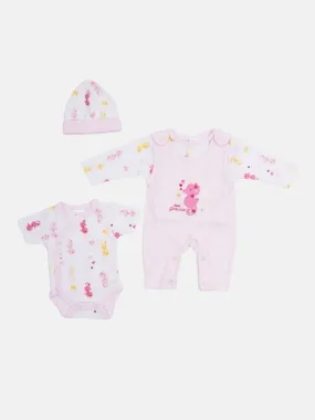 Tiny Baby Girl Sea Princess 4 piece set - White & Baby Pink