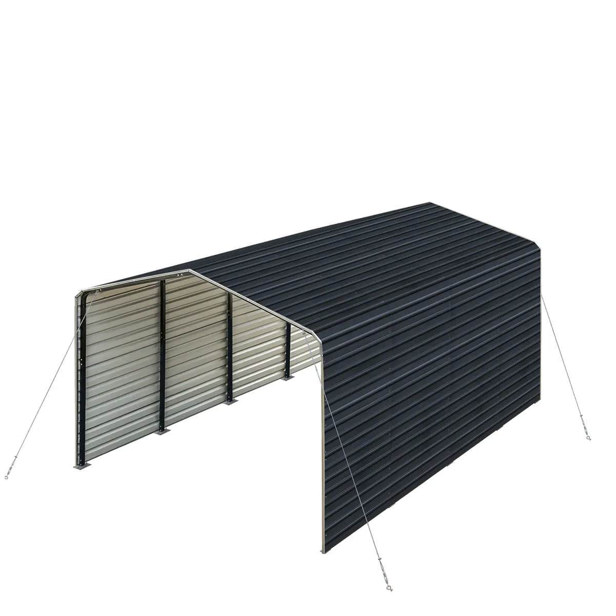 TMG Industrial 12’ x 20’ Metal Shed Carport with 8’ Enclosed Sidewalls, TMG-MSC1220F