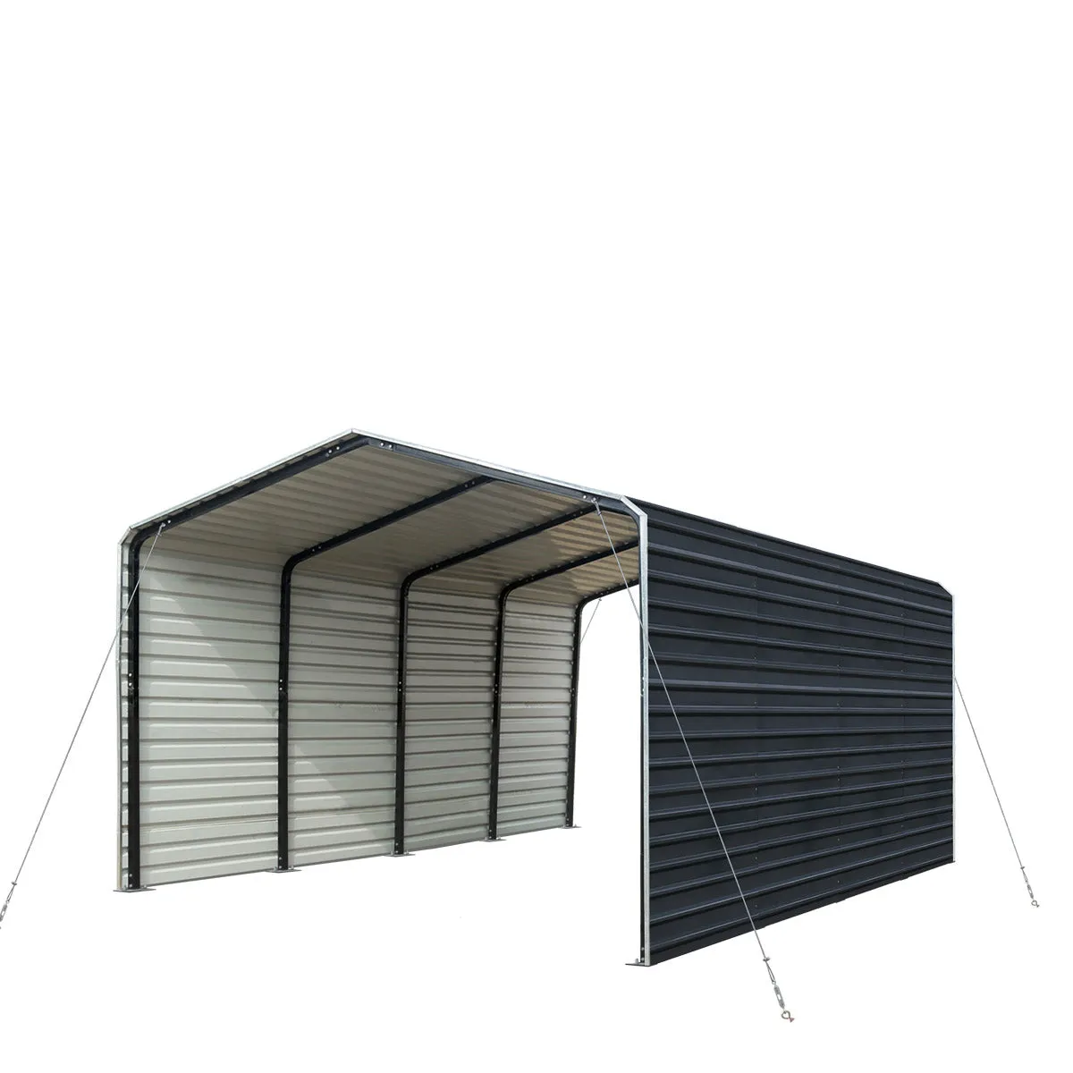 TMG Industrial 12’ x 20’ Metal Shed Carport with 8’ Enclosed Sidewalls, TMG-MSC1220F