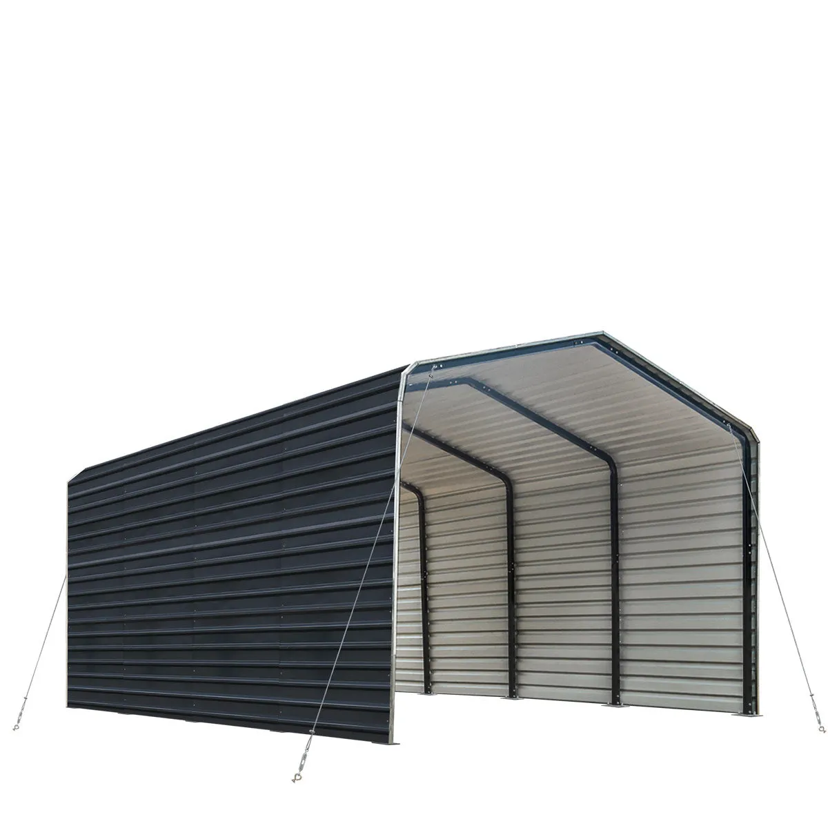 TMG Industrial 12’ x 20’ Metal Shed Carport with 8’ Enclosed Sidewalls, TMG-MSC1220F