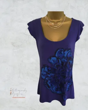 Tom Wolfe Big Flower Backless Purple Top UK 12