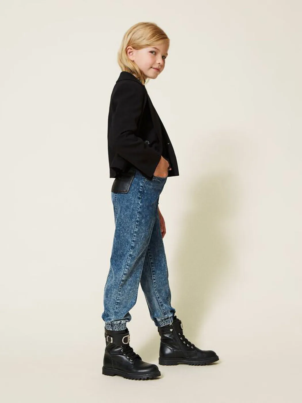 TWINSET Girl's Jeans with leather-like finishes-221GJ2423