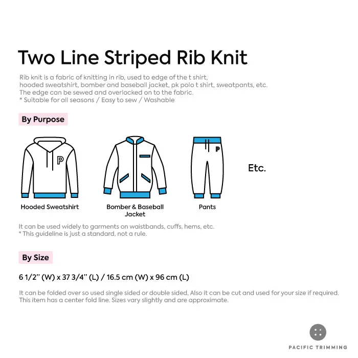 Two Line Striped Rib Knit Multiple Colors