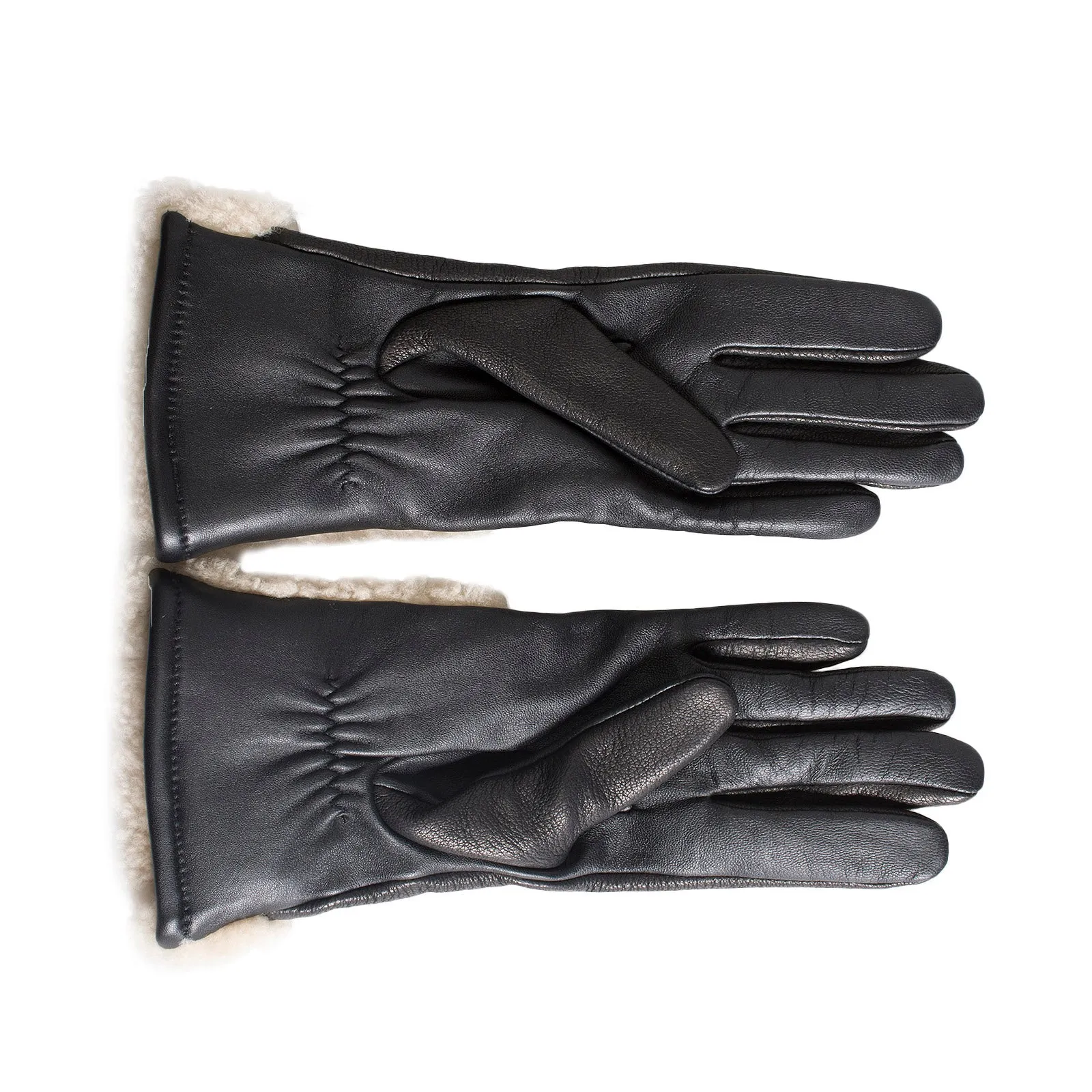 UGG Asymmetrical Smart Curly Black Gloves - Woman's