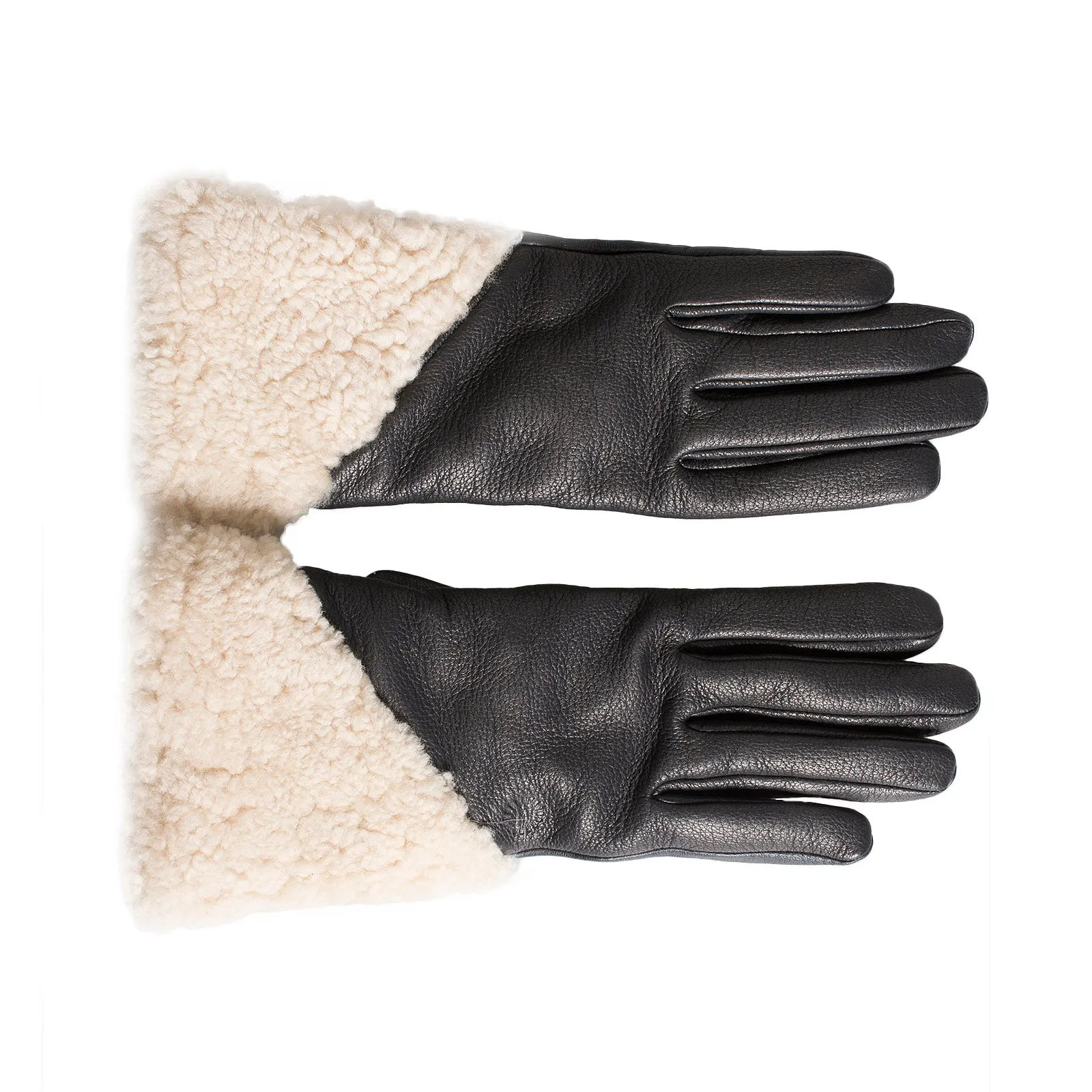 UGG Asymmetrical Smart Curly Black Gloves - Woman's