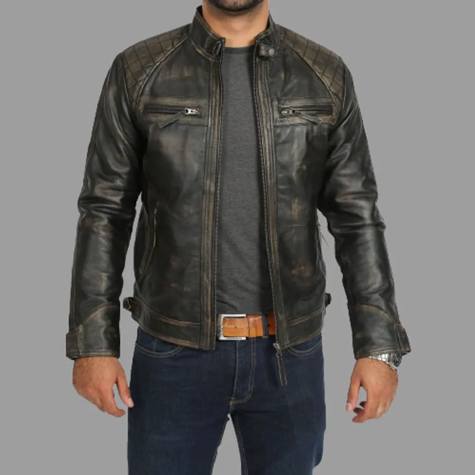 Vintage Cowhide Leather Jacket for Men