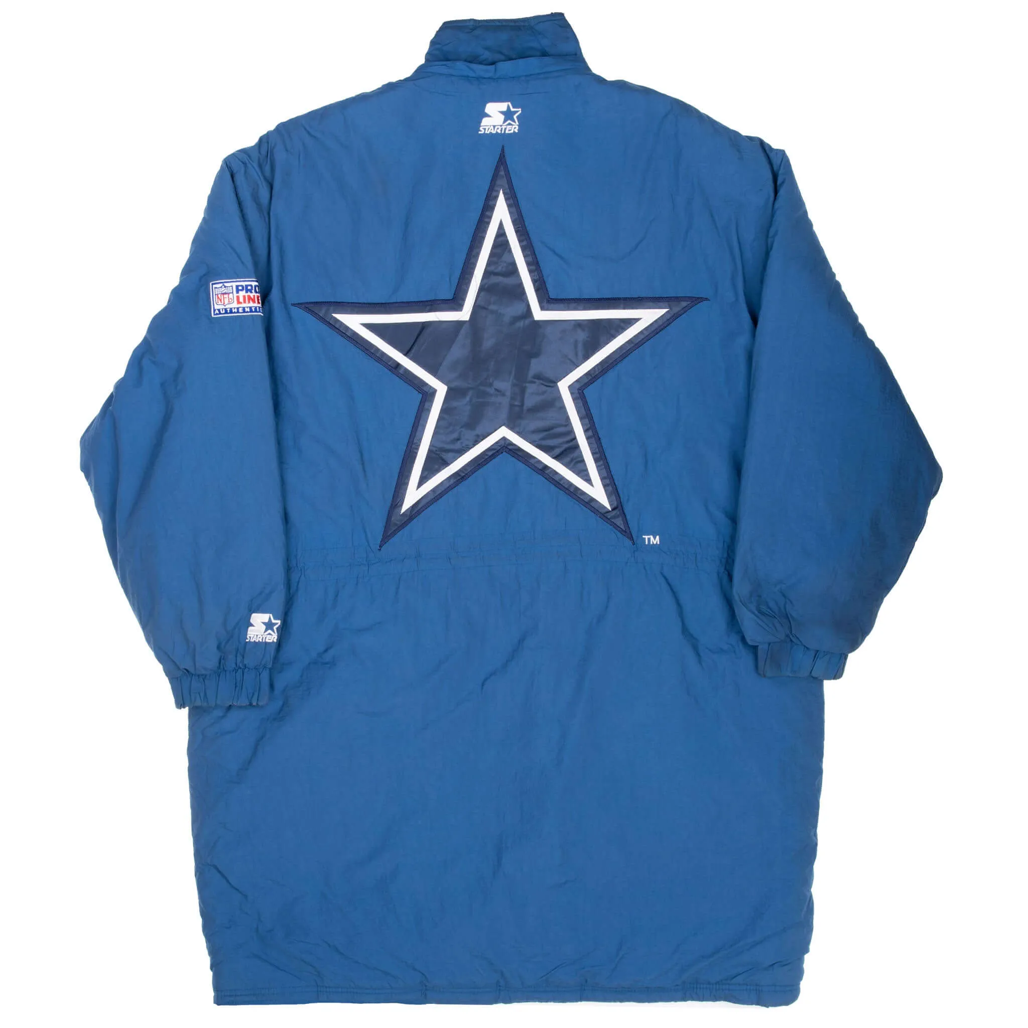 VINTAGE NFL DALLAS COWBOYS STARTER PRO LINE HEAVY LONG COAT JACKET 1990S 2XL