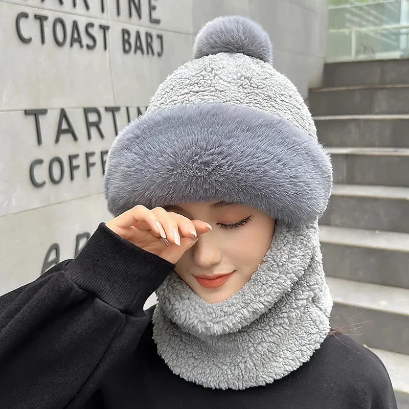 Warm Winter Fluffy Thick Hat Scarf