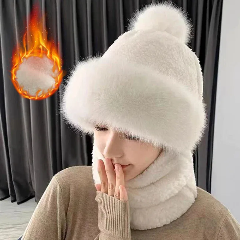 Warm Winter Fluffy Thick Hat Scarf