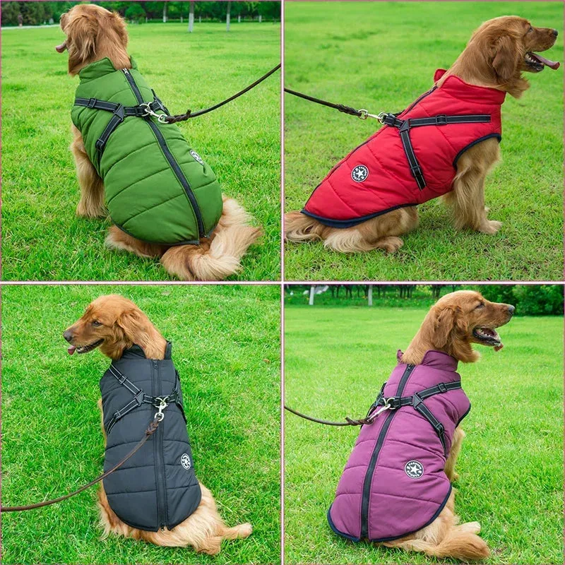 Waterproof Warm Dog Jacket with Harness – Winter Dog Coat for Small & Large Breeds, French Bulldog, Chihuahua & More