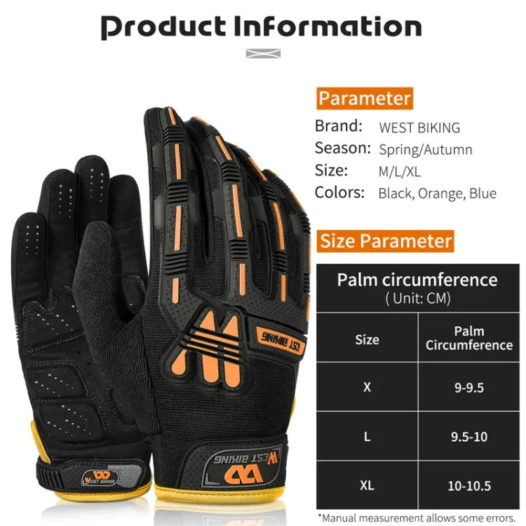 WEST BIKING YP0211208 Riding Gloves Motorcycle Bike Long Finger Non-Slip Touch Screen Gloves, Size: L(Black Blue)