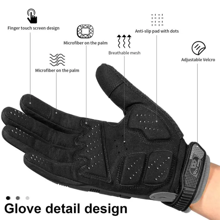 WEST BIKING YP0211208 Riding Gloves Motorcycle Bike Long Finger Non-Slip Touch Screen Gloves, Size: L(Black Blue)