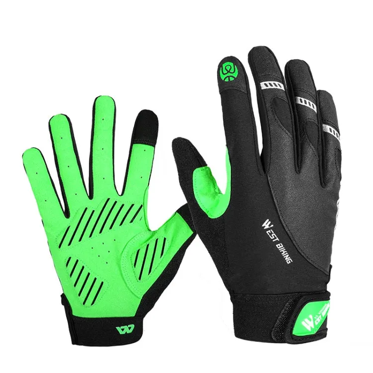 WEST BIKING YP0211209 Bicycle Gloves Shock Absorber Anti-Slip Touch Screen Glove, Size: XL(Green Black)