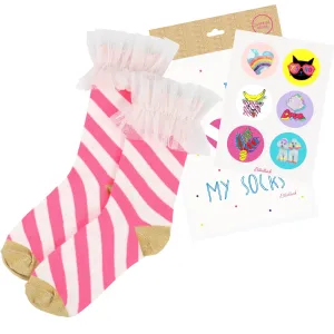 White&Pink Striped Socks