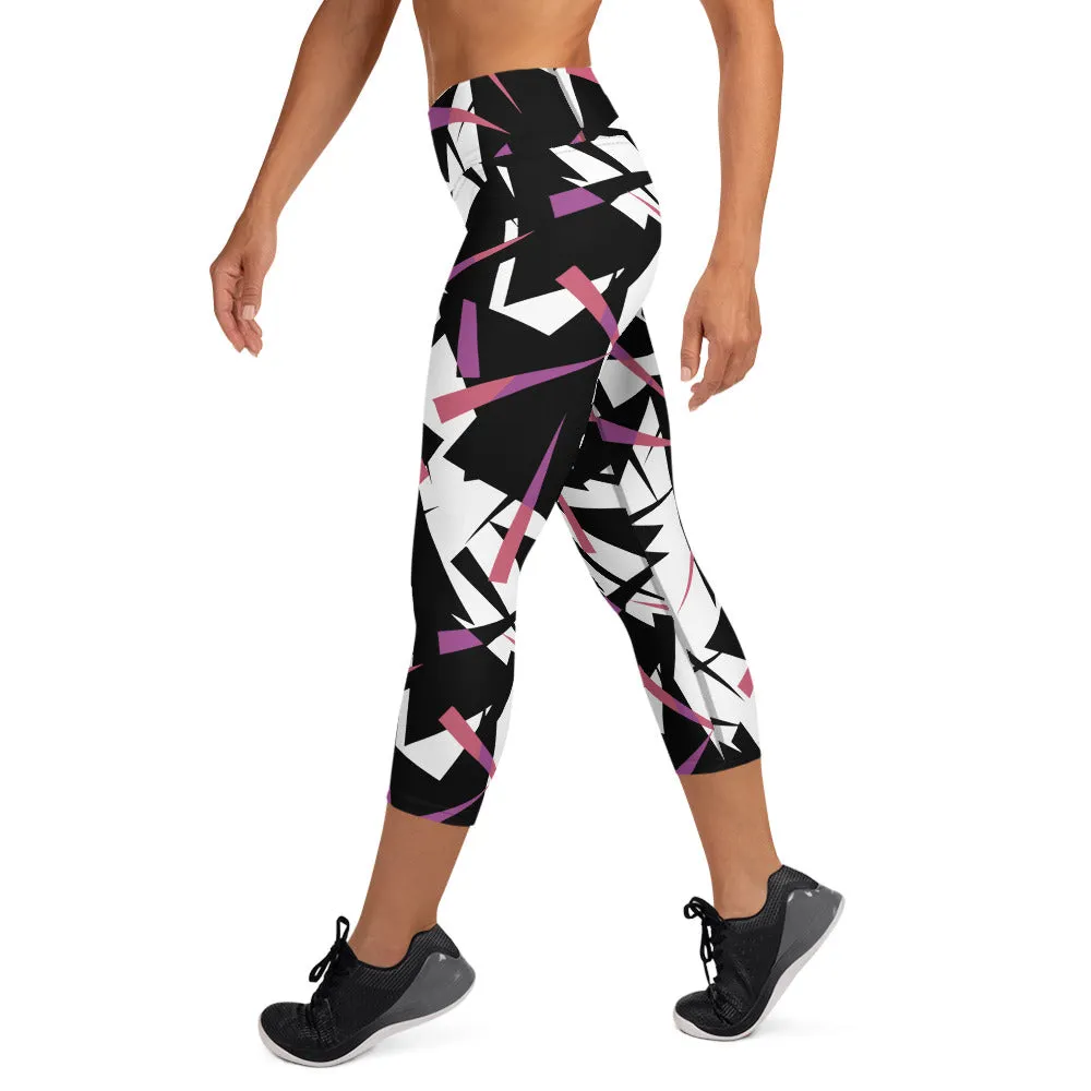 Yoga Capri Leggings Geo Pink and Purple