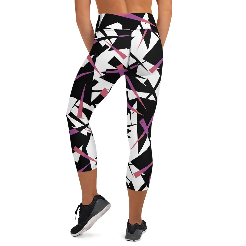 Yoga Capri Leggings Geo Pink and Purple