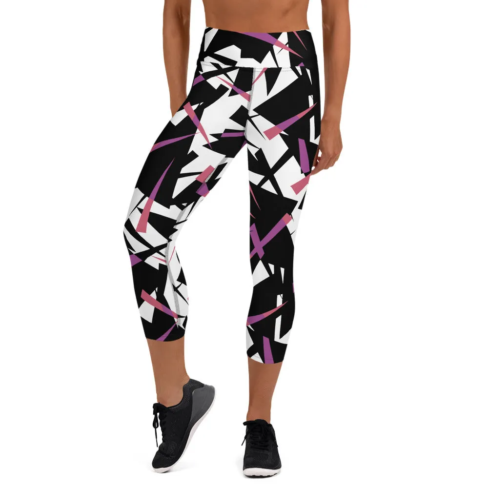 Yoga Capri Leggings Geo Pink and Purple