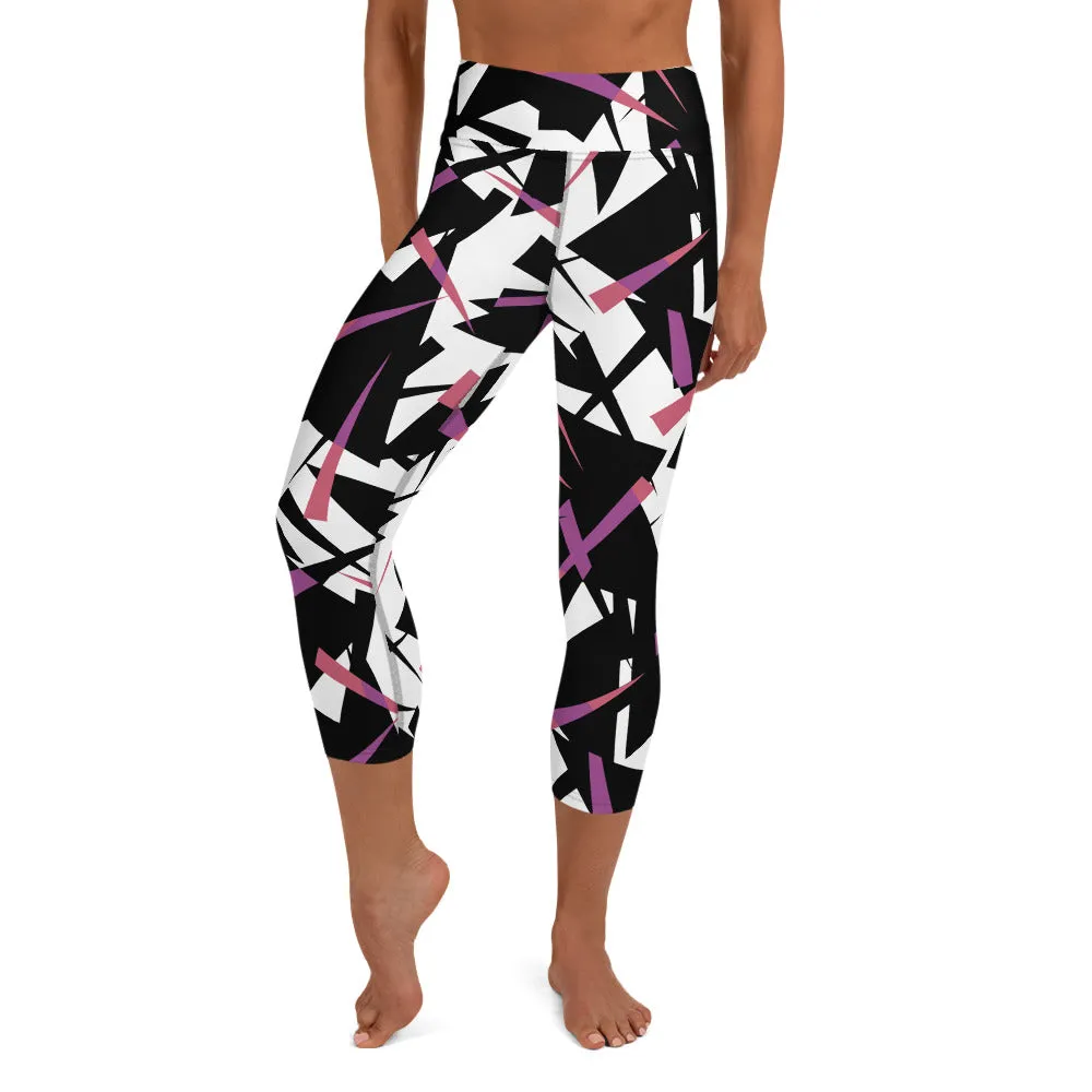 Yoga Capri Leggings Geo Pink and Purple