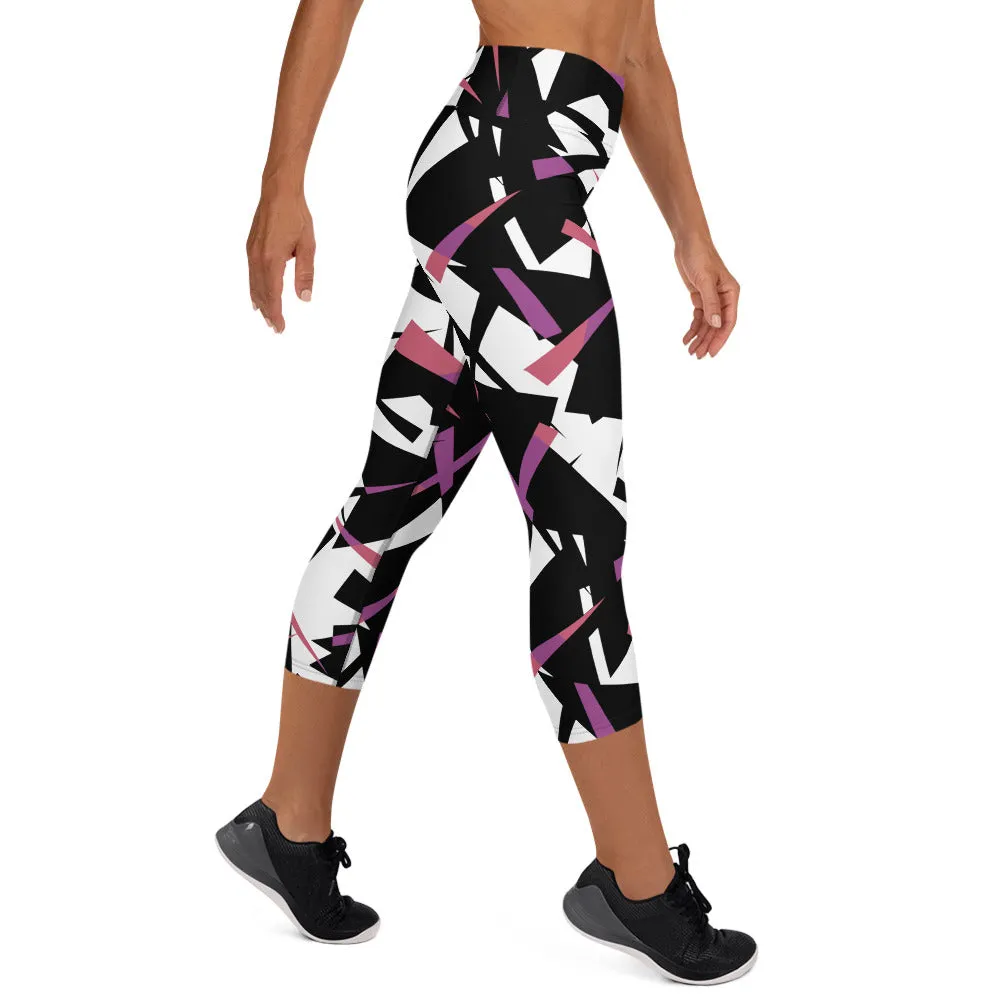 Yoga Capri Leggings Geo Pink and Purple