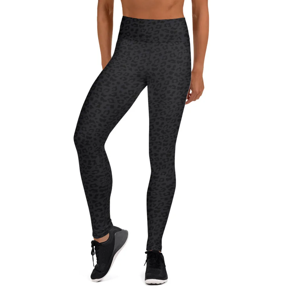 Yoga Leggings in Dark Grey Leopard