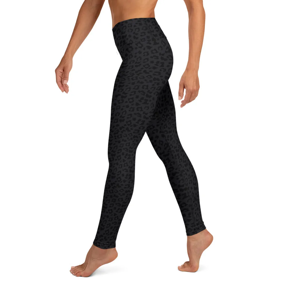 Yoga Leggings in Dark Grey Leopard